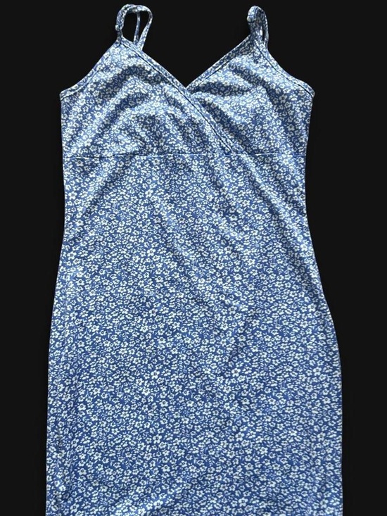 Dresses & Skirts - Blue Floral Slip Dress with Spaghetti Straps